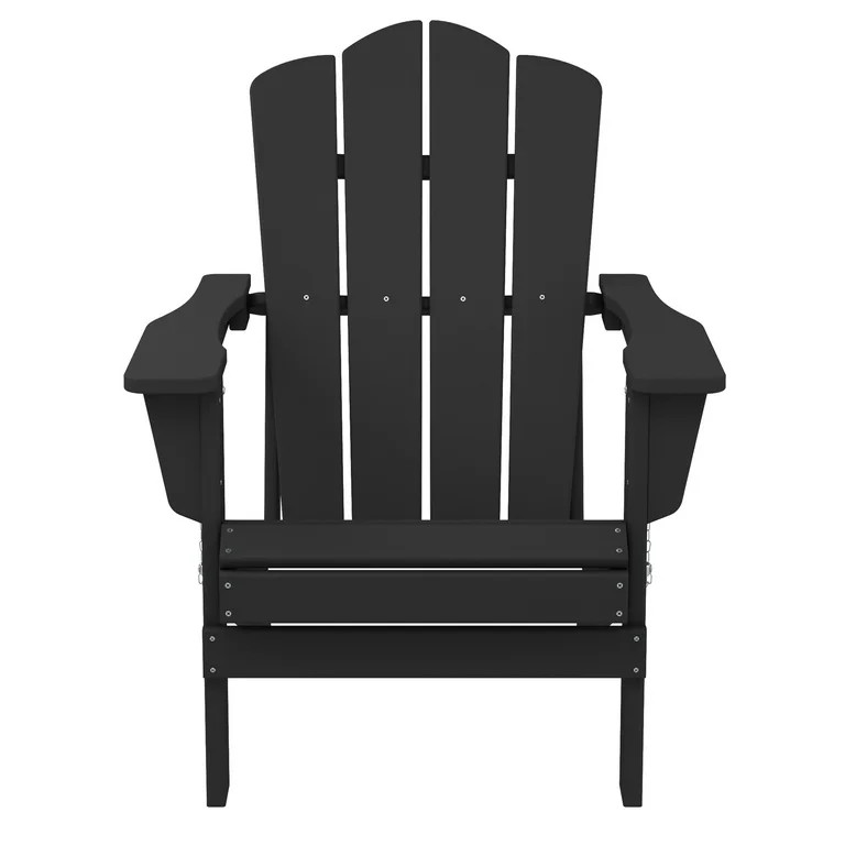Outdoor Patio Folding HDPE Resin Adirondack Chair, Black | Walmart (US)