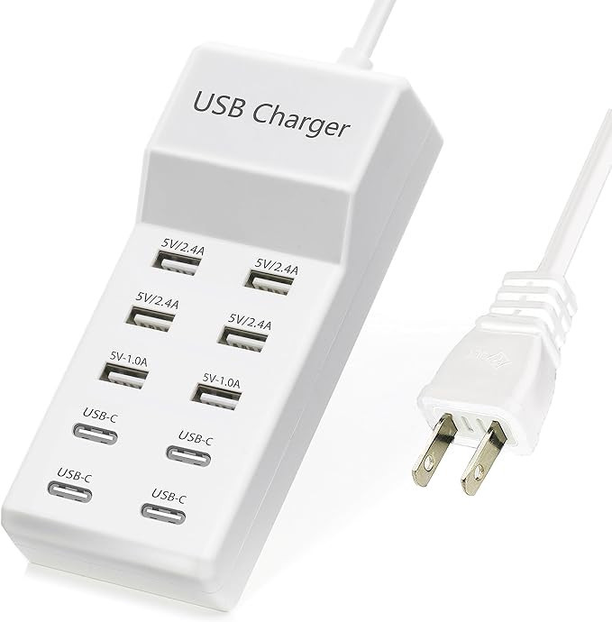 Wyssay USB Charger,5V 10A(50W) USB Charging Station with 10-Port (6 USB-A Port & 4 USB-C Port) Co... | Amazon (US)