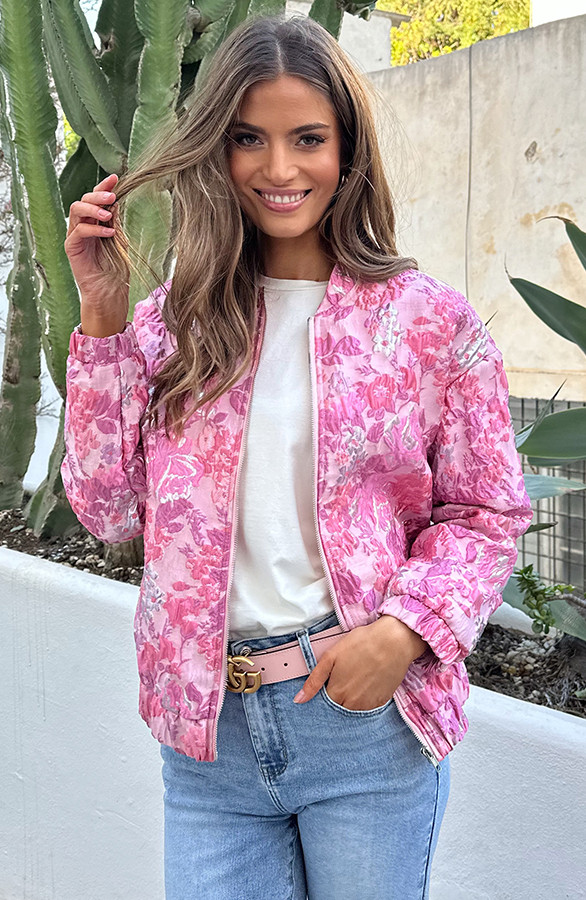 JACQUARD ROSES BOMBER JACKET ROZE | The Musthaves (NL)