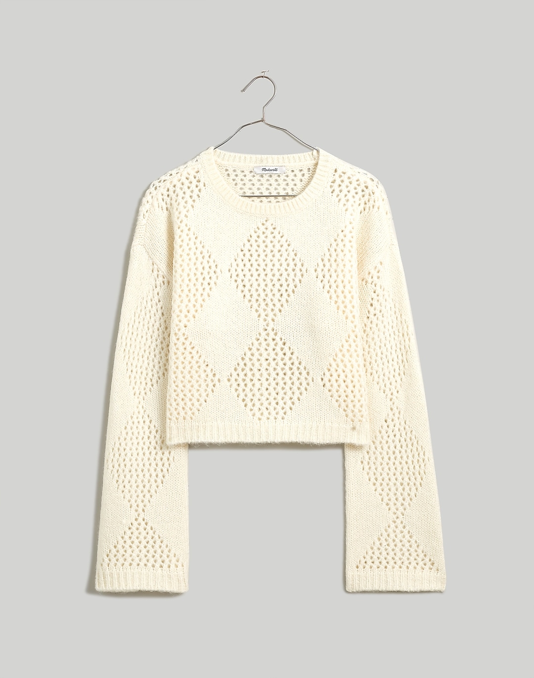 Diamond-Stitch Crewneck Crop Sweater | Madewell