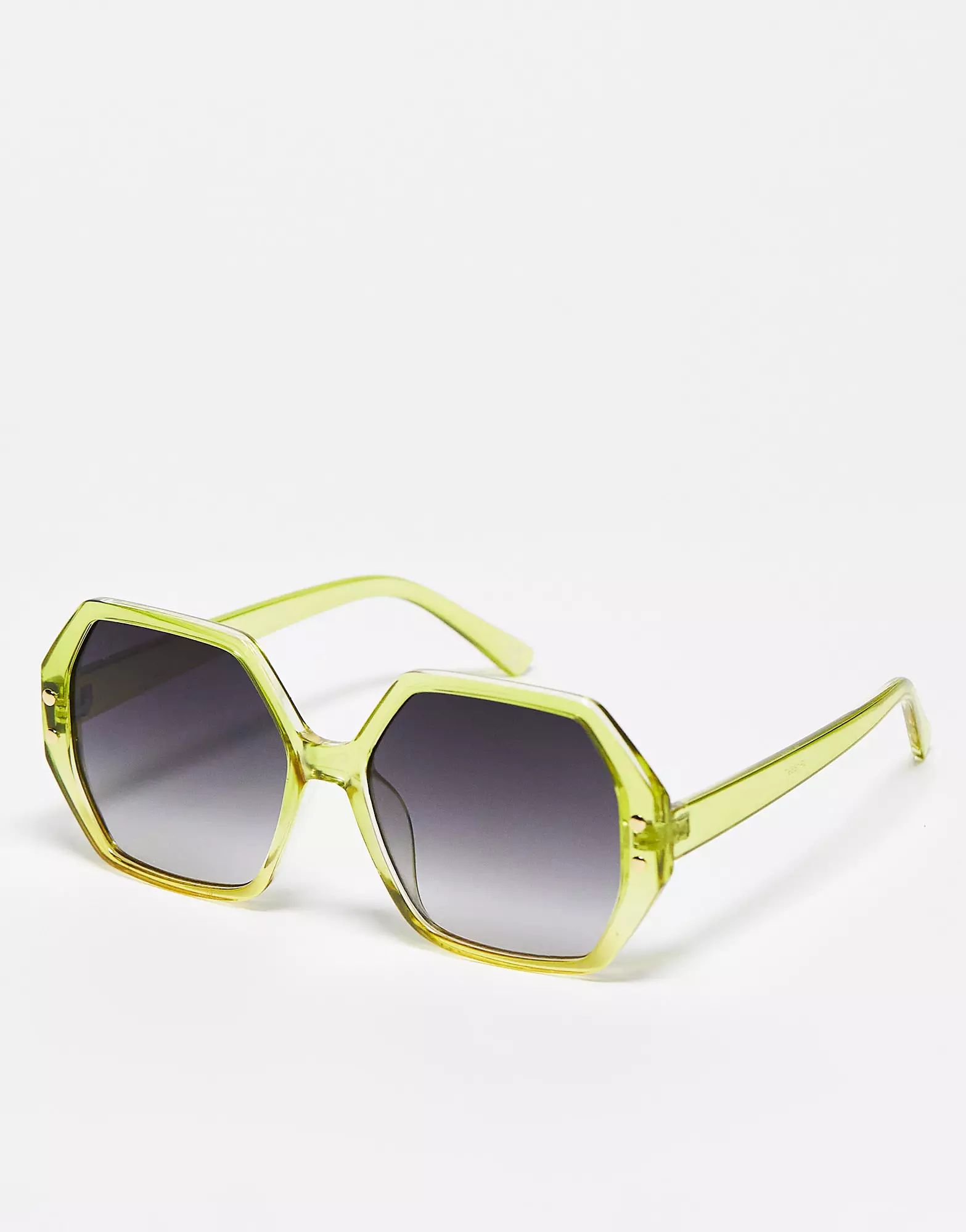 Jeepers Peepers oversized hexagonal sunglasses in lime | ASOS (Global)