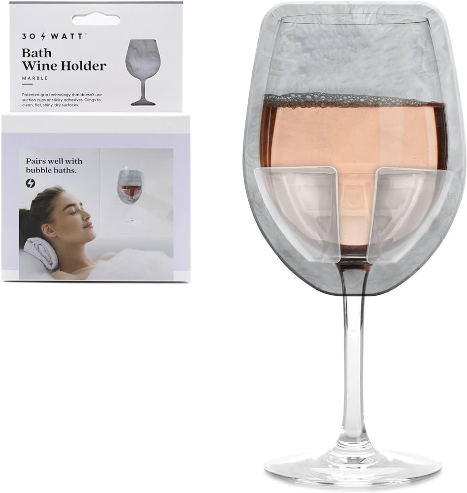 30 Watt Silicone Wine Glass Holder for Bath & Shower, Give The Gift of an at Home Spa Bathtub Rel... | Amazon (US)