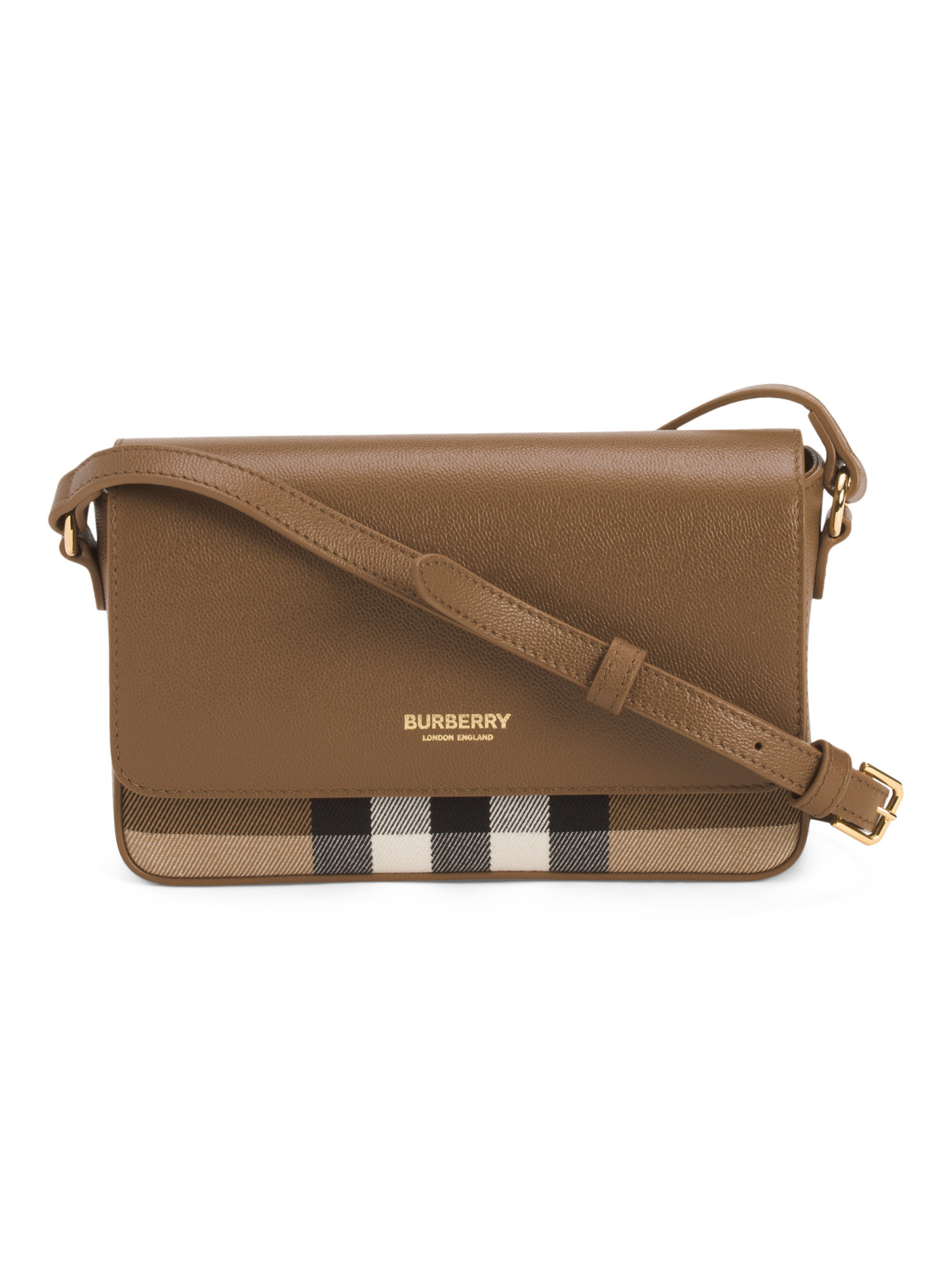 Made In Italy canvas canvas and leather small hampshire house check crossbody | Marshalls