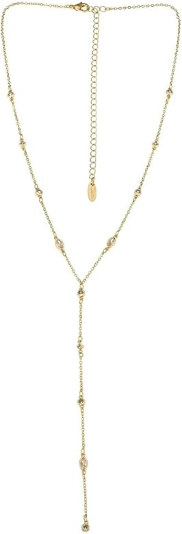 Ettika Lariat Necklace For Women. Y Necklace For Women. Simple Statement Crystal Dotted Lariat Ne... | Amazon (US)