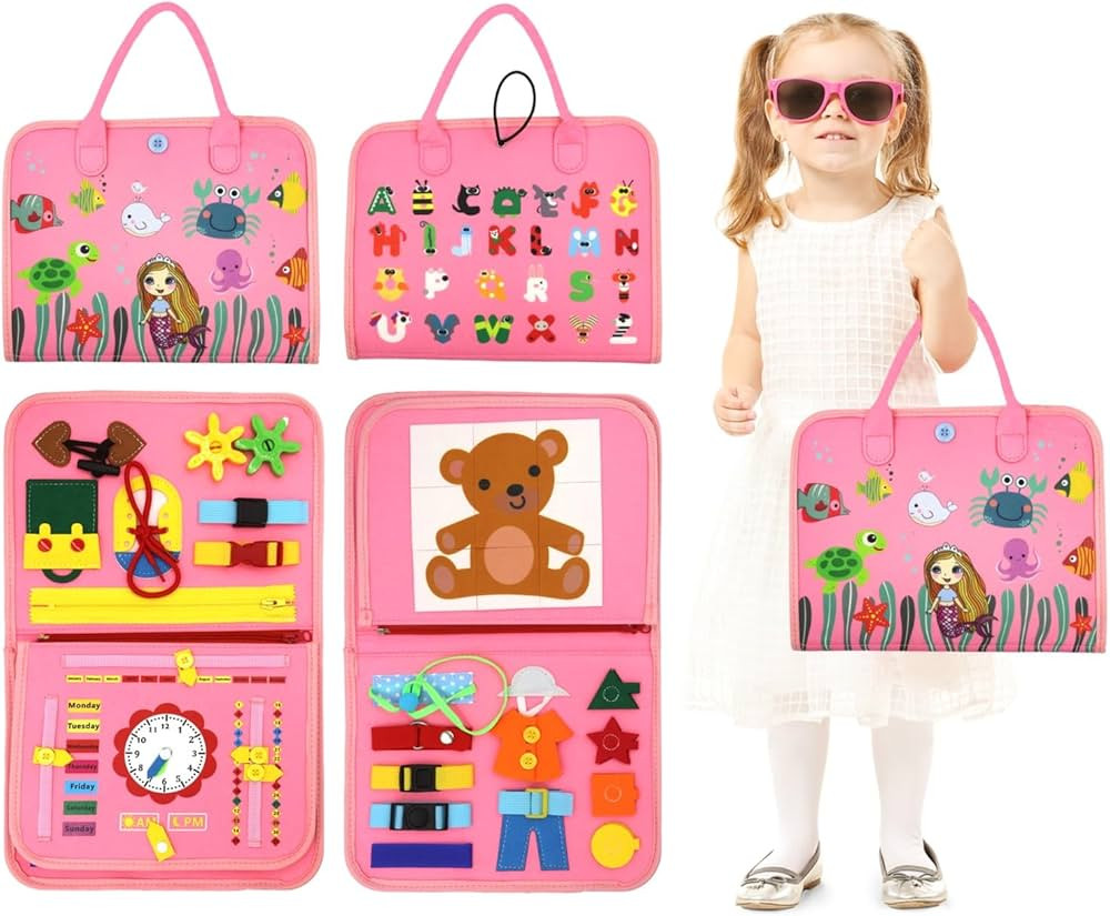 Montessori Busy Board Baby Busy Book for Toddlers 1-3 with Sensory Activities for Learning Fine M... | Amazon (US)