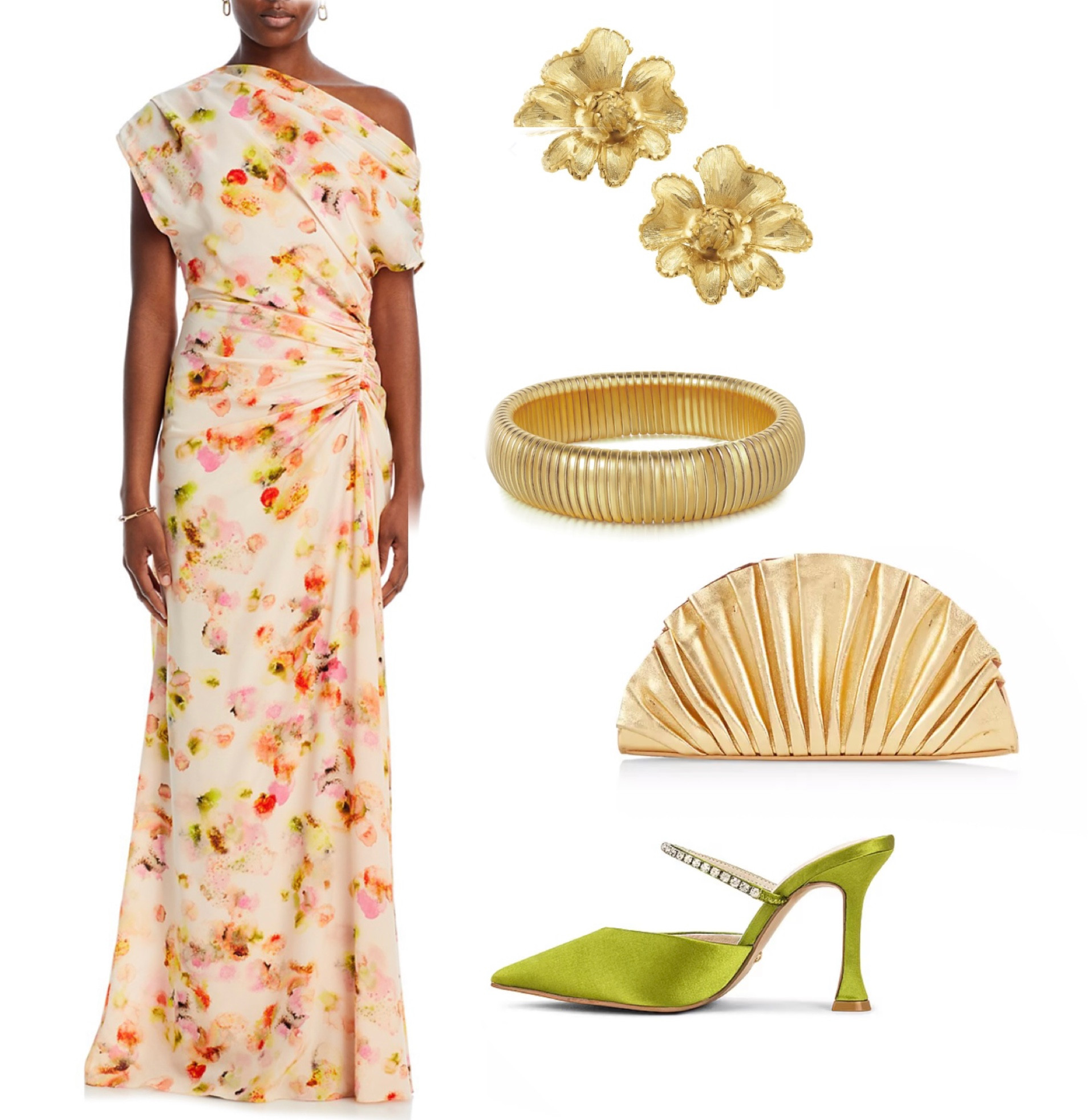 Wedding Guest Attire Spring, Summer, Fall 

#dress #ml #moniquelhuiller #gown #maxi #green #pink #yellow #red #gold #jewelry #oneshoulder #coldshoulder #offtheshoulder #earrings #ring #flower #florals #wedding #guest #attire #bracelet #purse #cultgaia #greenshoe #rhinestone #fashion #style #outfit 

#LTKshoecrush #LTKwedding #LTKstyletip