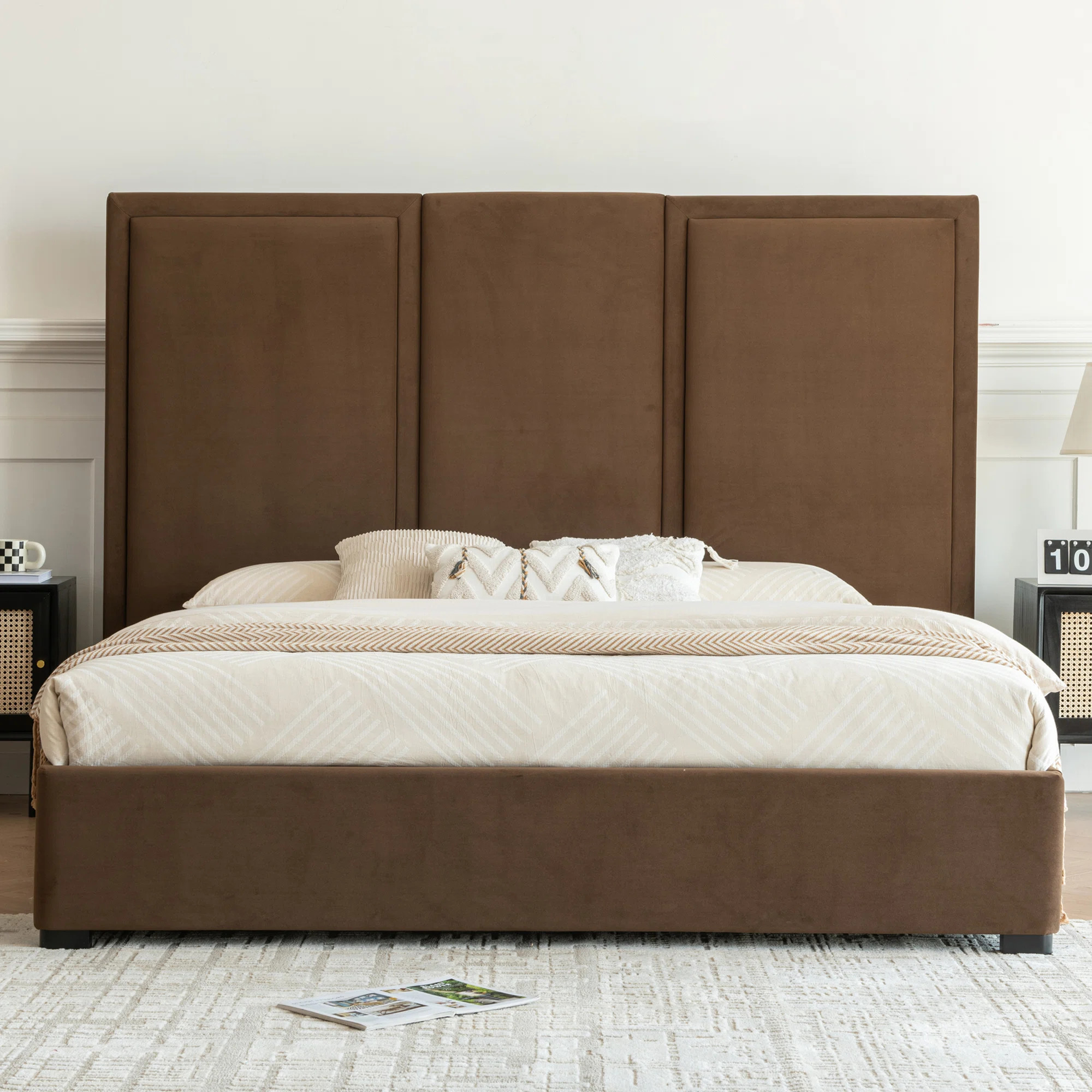 Morghen Upholstered Platform Bed With Extra High Headboard And 2 Extra Large Capacity Drawers | Wayfair North America