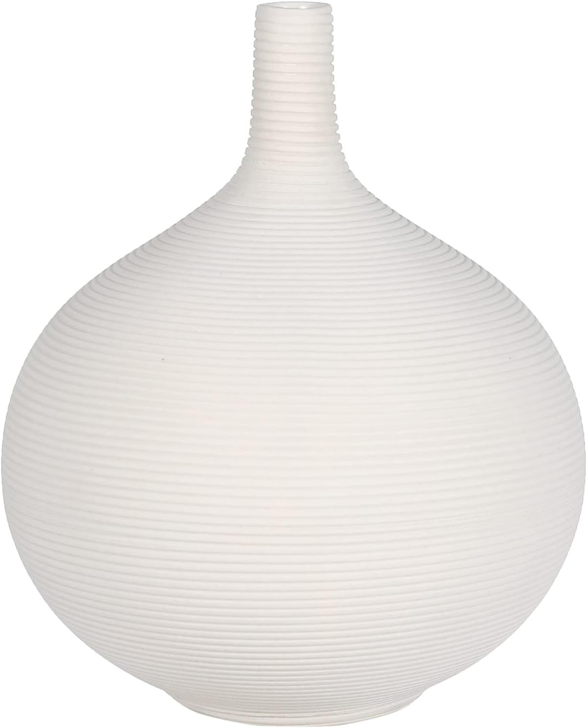 Qaxouys White Round Flower Bud Ceramic Decorative Vase 5.9 Inch Small Stem Narrow Mouth Flower Po... | Amazon (US)