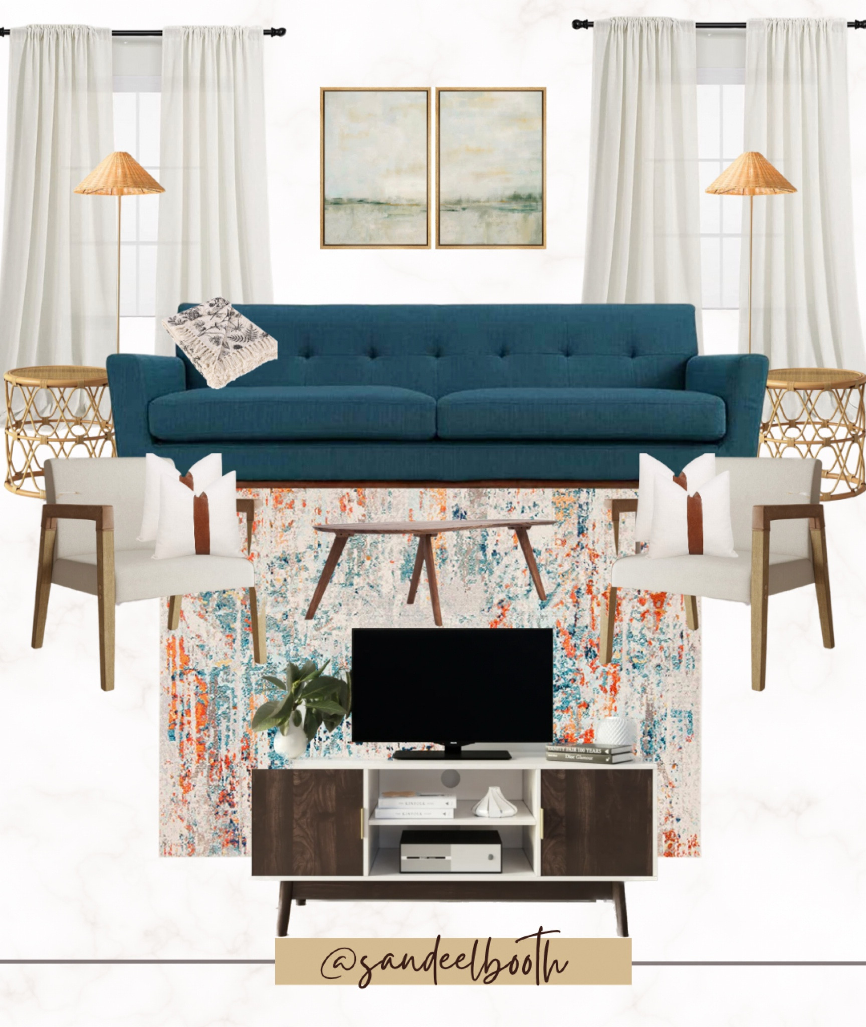 Colorful and affordable  midcentury modern living room 

#LTKsalealert #LTKunder100 #LTKhome