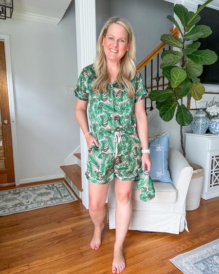 Summer pj set for the most comfortable night sleep! Love the quality and that these pjs come in a short set and a long pants set. Multiple colors/pattern options. I’m wearing size small/medium. 

#ad #gift Pajamas women, pajama set, womens pajamas, silk pajamas, summer pajamas, girls trip outfit, pj set, pj pants, pj shorts, pj set womens, womens pjs, summer pjs, bridal pjs, bride pjs

#LTKOver40 #LTKVideo #LTKWedding