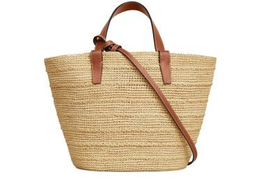 Teen supple panier in raffia and calfskin | 24S US