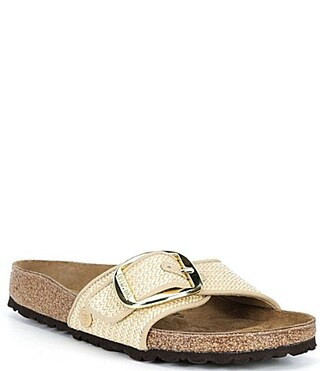 Birkenstock Women's Madrid Big Buckle Raffia Slide Sandals - 11 | Dillard's