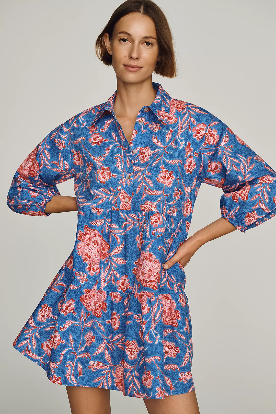 Bettina Tiered Mini Shirt Dress | Anthropologie (US)