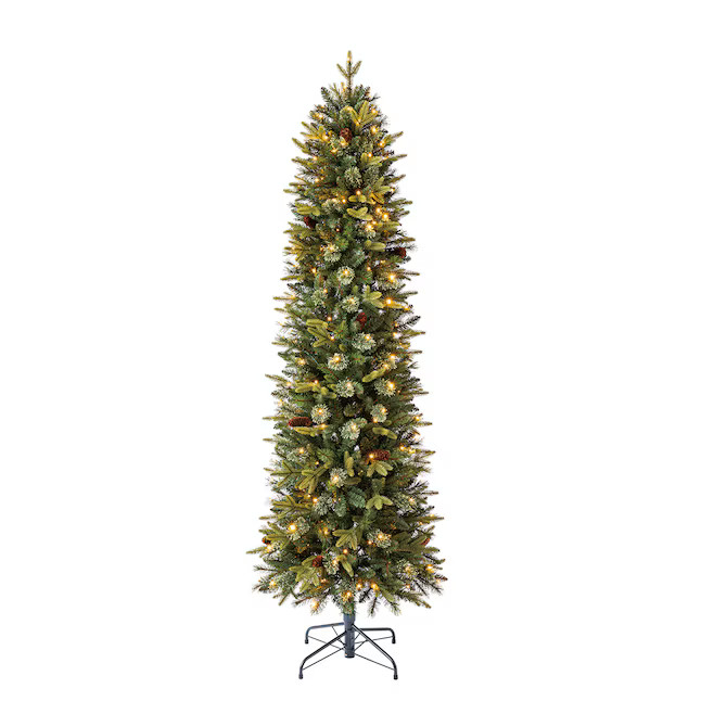 Holiday Living Hayden 7-ft Hayden pine Pre-lit Pencil Artificial Christmas Tree with Multicolor L... | Lowe's