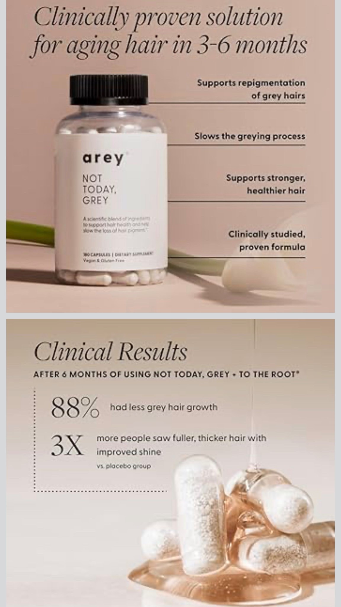 Arey Not Today, Grey Daily Hair Supplement for Women & Men | Slows Grey Hair Growth in 3–6 Months | Support for Thicker, Healthier Hair | Biotin, B + D Vitamins | Vegan & Gluten-Free (3 Months)

#LTKOver40 #LTKBeauty #LTKActive