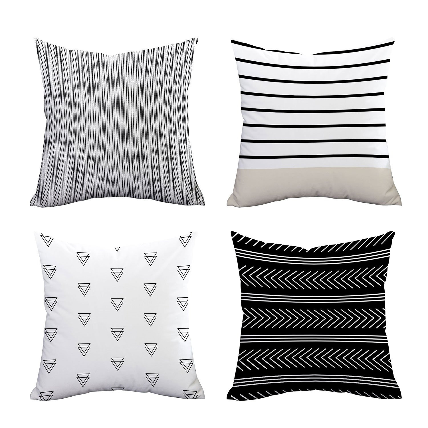 Fascidorm Set of 4 Pillow Covers Stripe Pattern Throw Pillow Case Daily Decorations Sofa Throw Pillo | Amazon (US)