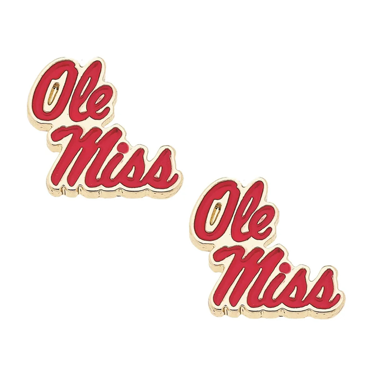 Ole Miss Rebels Enamel Logo Stud Earrings in Shiny Gold | CANVAS