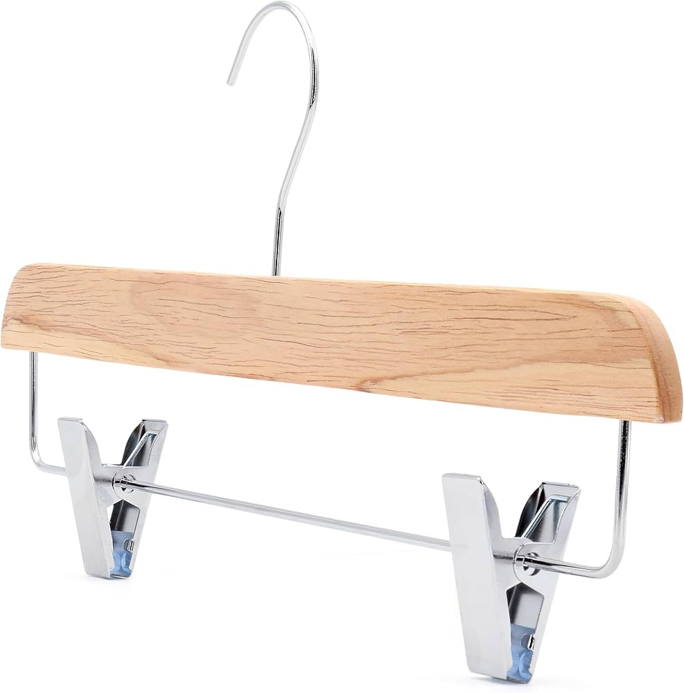 The Hanger Store 10 Slimline Wooden Skirt Trouser Hanger, Eco-Friendly FSC® Sustainable Rubber W... | Amazon (UK)