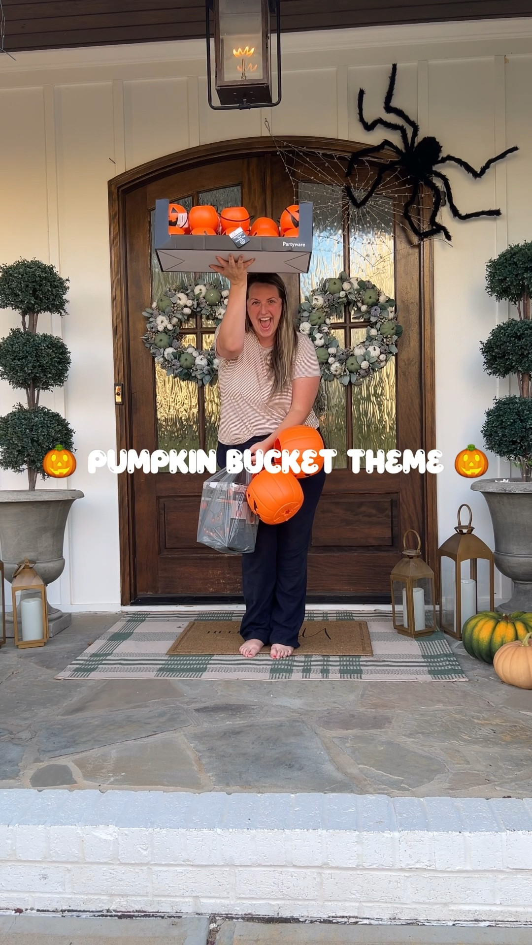 I went with a full pumpkin bucket theme this year for our outdoor Halloween decorations and it was so fun making this happen! Mini pumpkin buckets and big ones paired with cute orange lights! It was so easy to put together! 

#LTKHalloween #LTKHome #LTKSeasonal