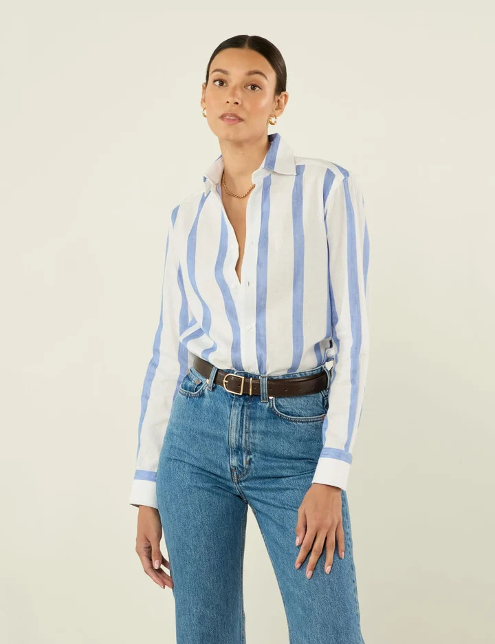 The Boyfriend: Weave, Ocean Blue Stripe | With Nothing Underneath