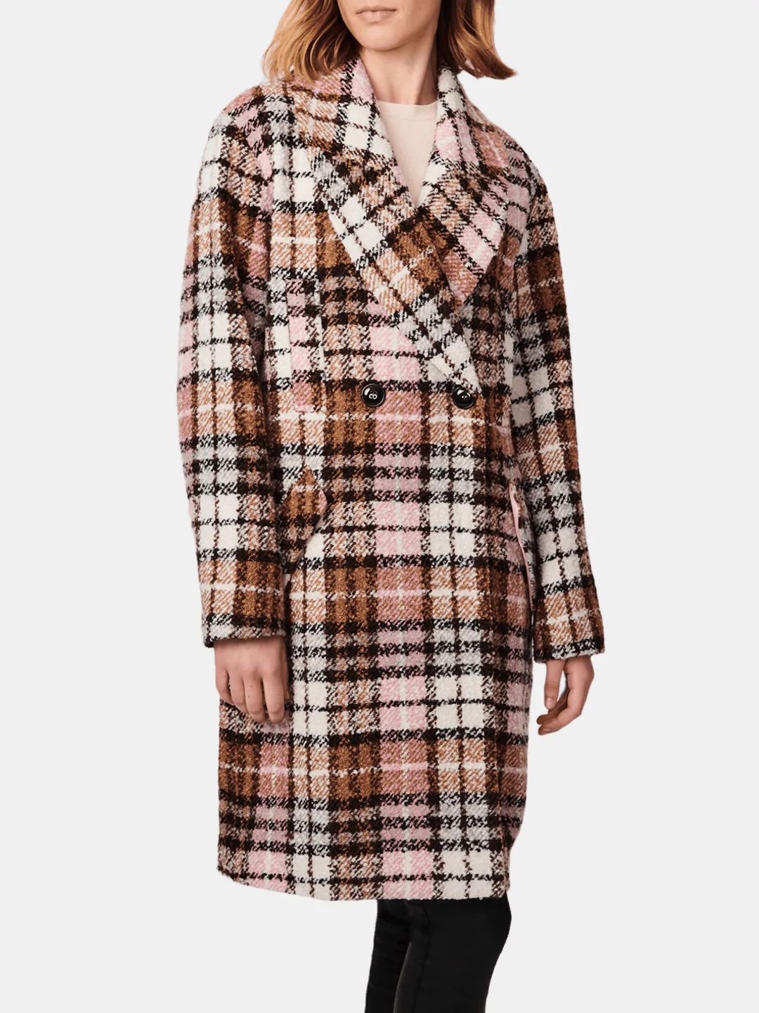 Bernardo Women's Plaid Wool Double Breasted Coat in Pink. brown Plaid XS Lord & Taylor | Lord & Taylor