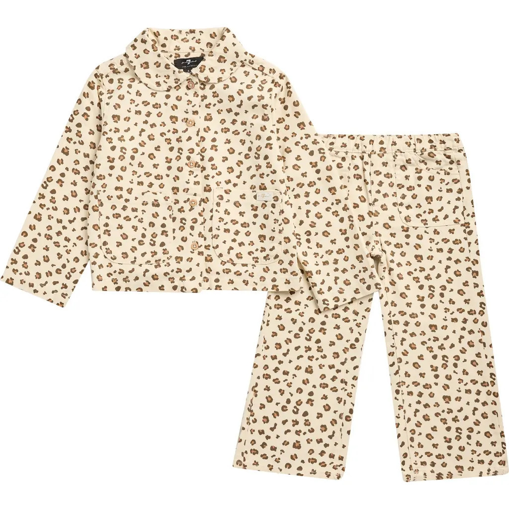 7 For All Mankind Kids' Leopard Button-Up Shirt & Pants Set in Taupe at Nordstrom Rack, Size 4 | Nordstrom Rack