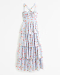 Lace-Up Back Tiered Maxi Dress | Abercrombie & Fitch (US)