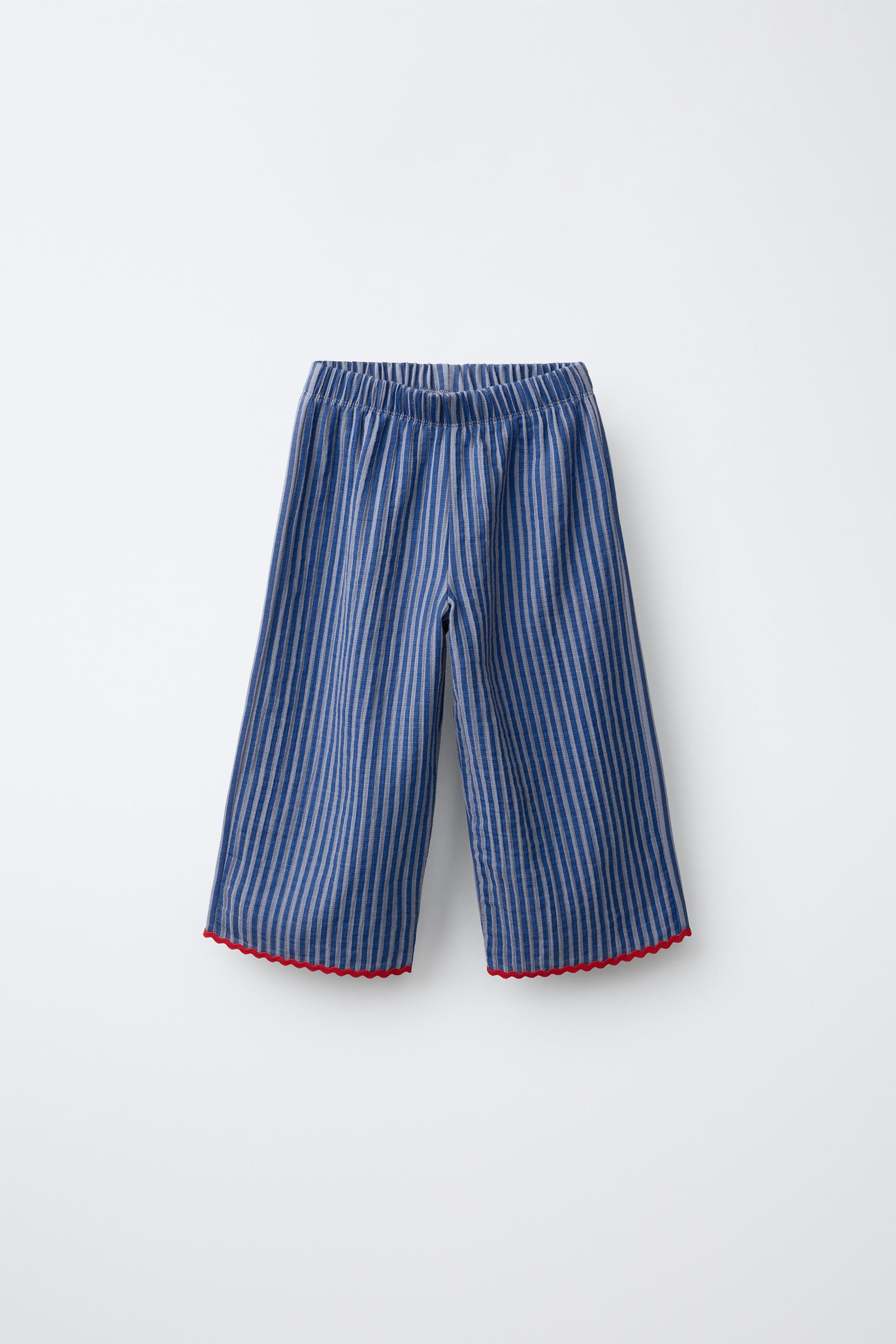 Zara - Striped Rickrack Pants - Bluish - 3 Years (38,6 Inches) - Kids | Zara US