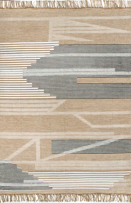Beige Jute Abstract Area Rug | Rugs USA