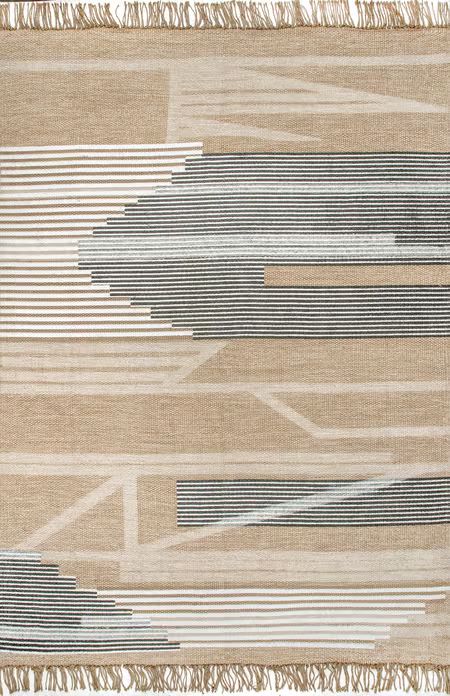 Beige Jute Abstract Area Rug | Rugs USA