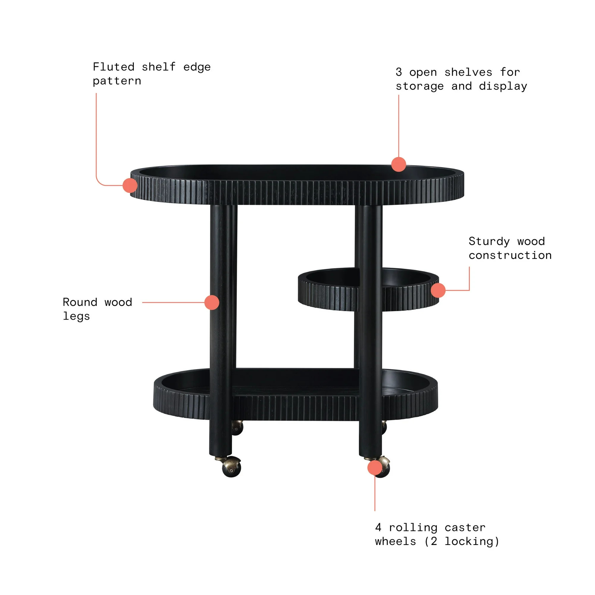 Beautiful Drew Bar Cart by Drew Barrymore, Black | Walmart (US)