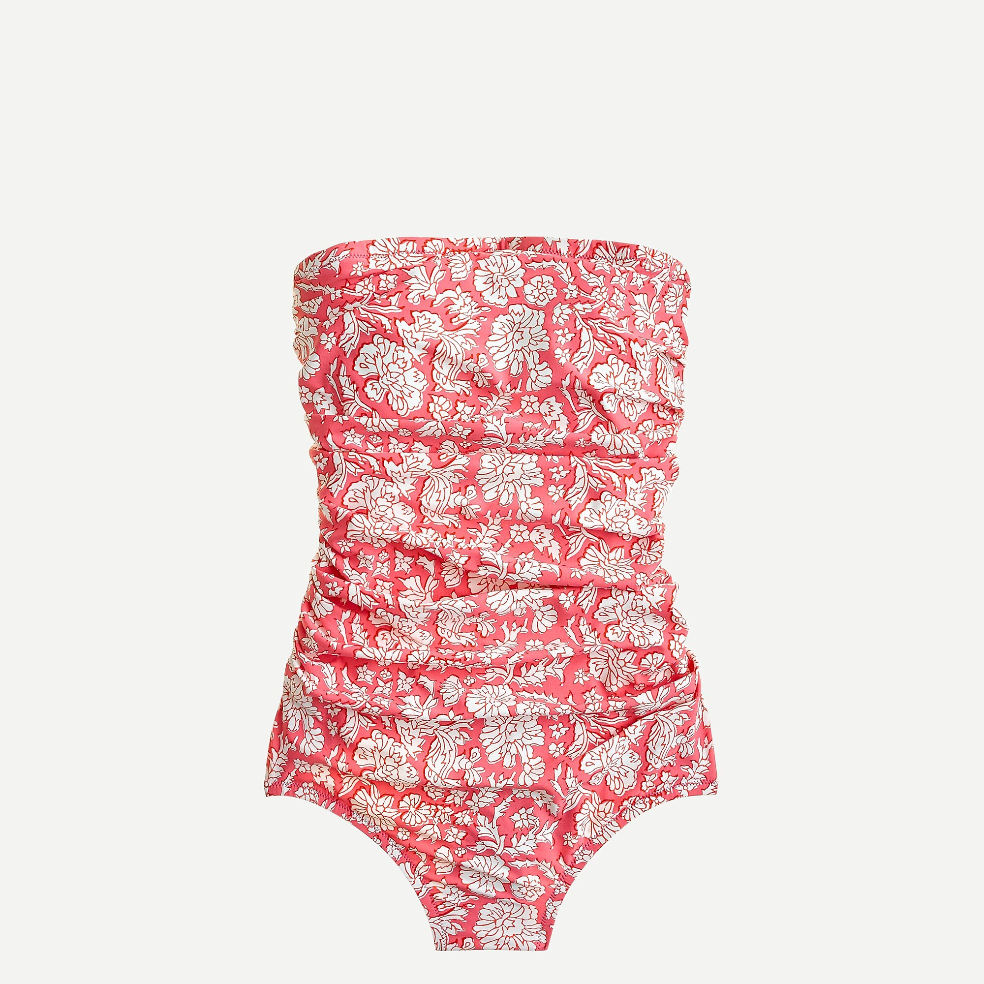 SZ Blockprints™ X J.Crew ruched bandeau one-piece in Nila block print | J. Crew US