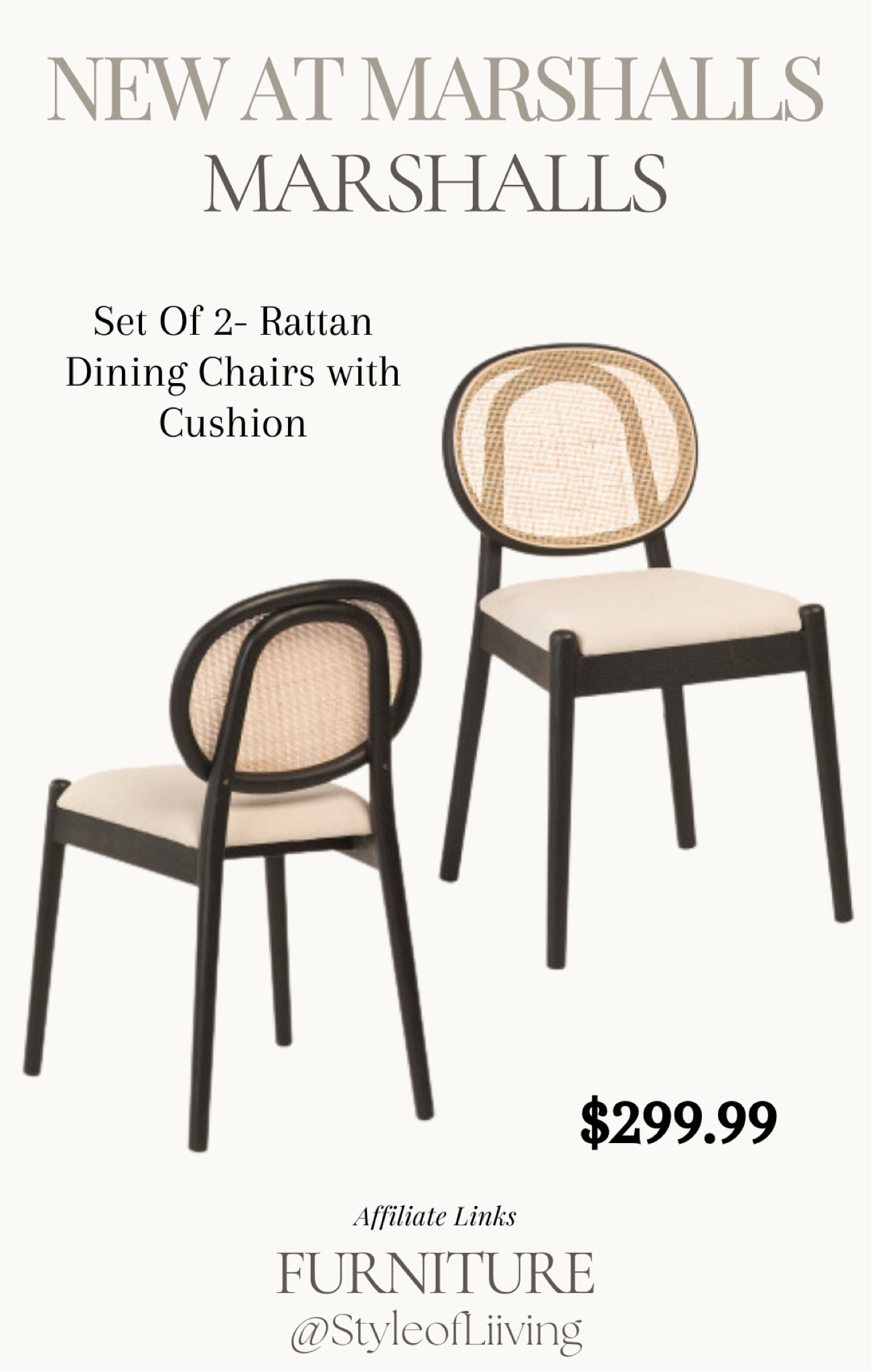 Set of 2 rattan dining chairs with cushions for $299.99 from Marshalls. Dining room furniture.

#LTKStyleTip #LTKHome #LTKFamily
