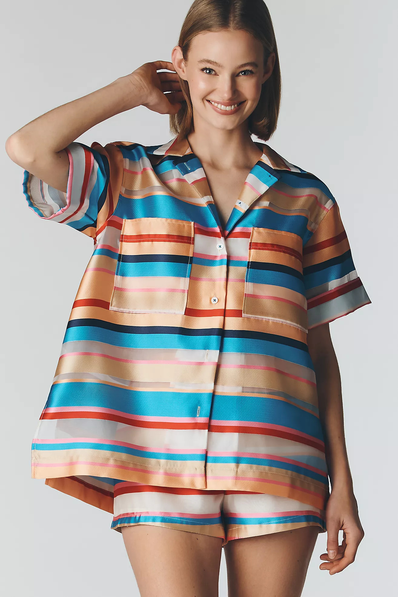 Maeve Oversized Short-Sleeve Buttondown Top | Anthropologie (US)
