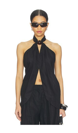 FAITHFULL THE BRAND Biba Halter Top in Black. - size XS | Revolve Clothing (Global)