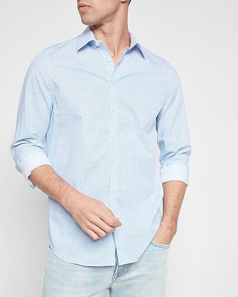 Extra Slim Geo Print Stretch Cotton 1MX Dress Shirt | Express