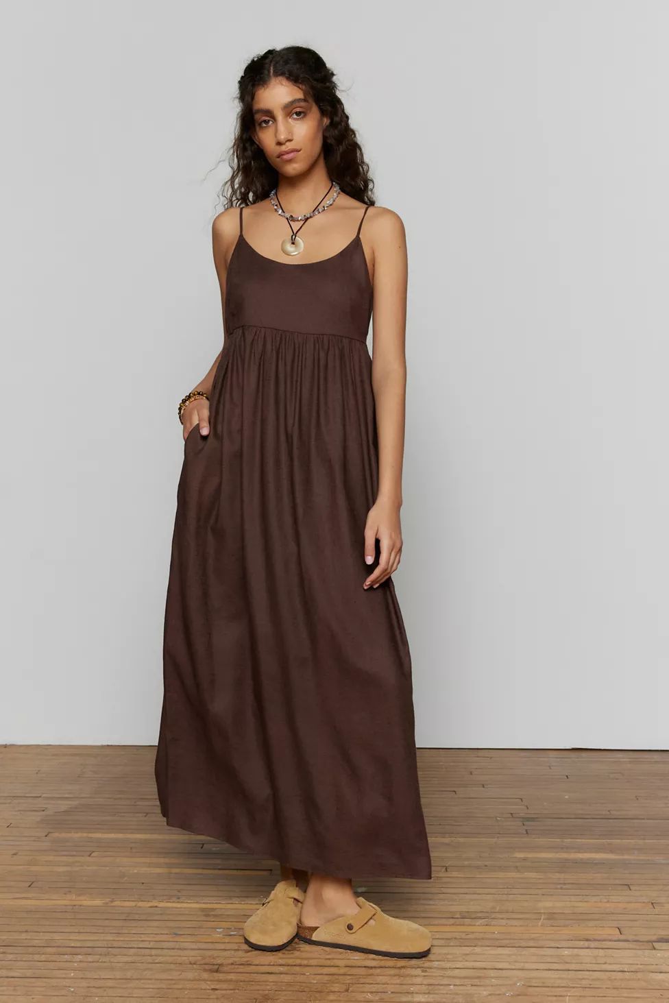 Urban Renewal Made In LA EcoVero™️ Linen Simplistic Maxi Dress | Urban Outfitters (US and RoW)