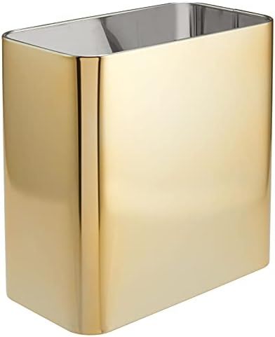 mDesign Rectangular Modern Metal Small Trash Can Wastebasket, Garbage Container Bin - for Bathroo... | Amazon (US)