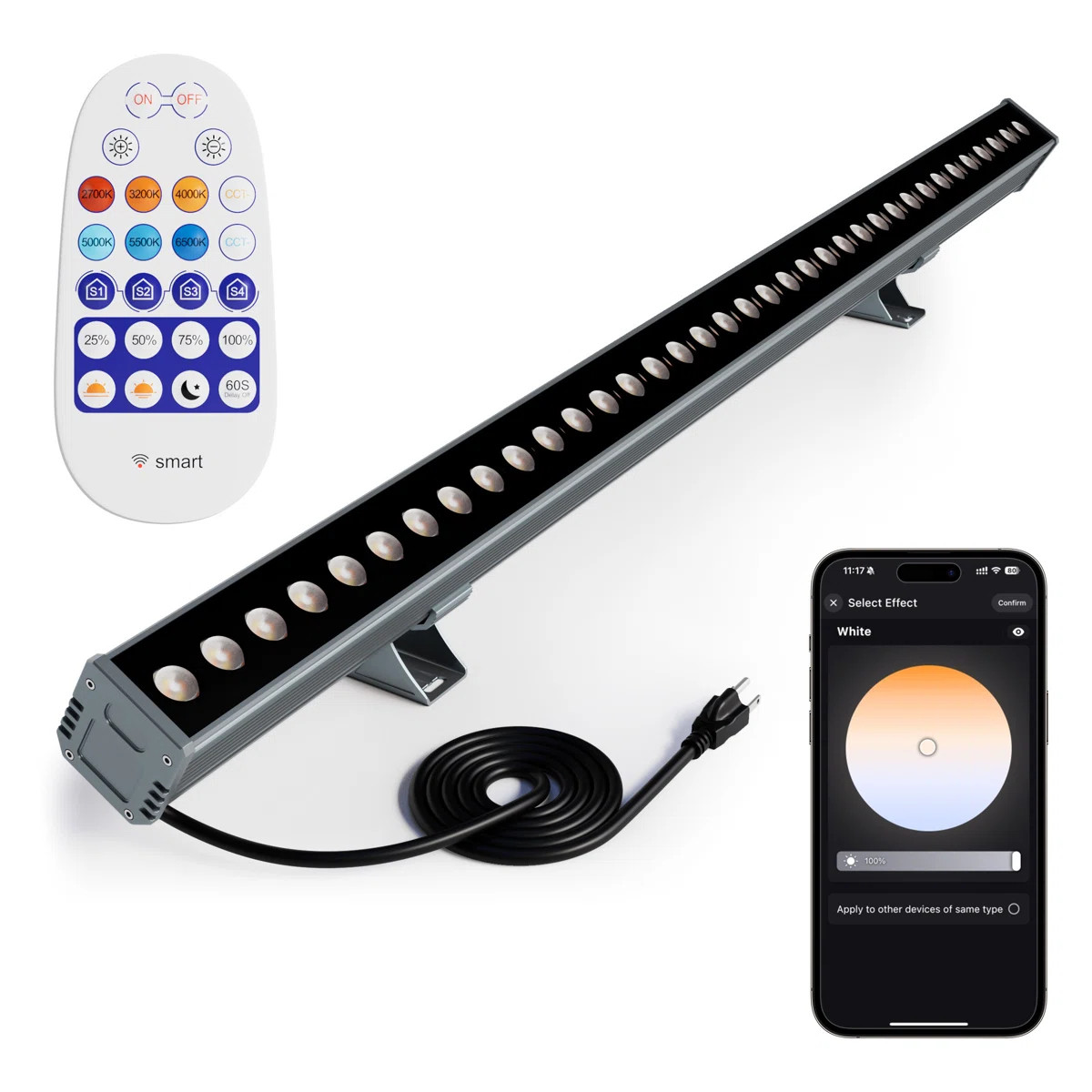 Smart Wall Washer Light 6CCT Adjustable Color Temperature & Dimmable 1%-100%, Super Bright LED Ba... | Wayfair North America