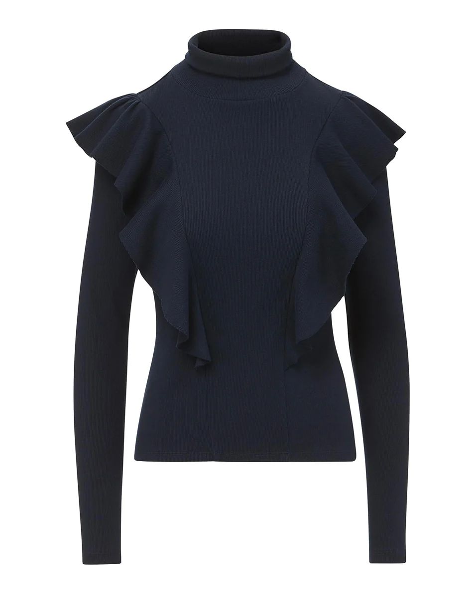 Freida Ruffle Turtleneck | Veronica Beard