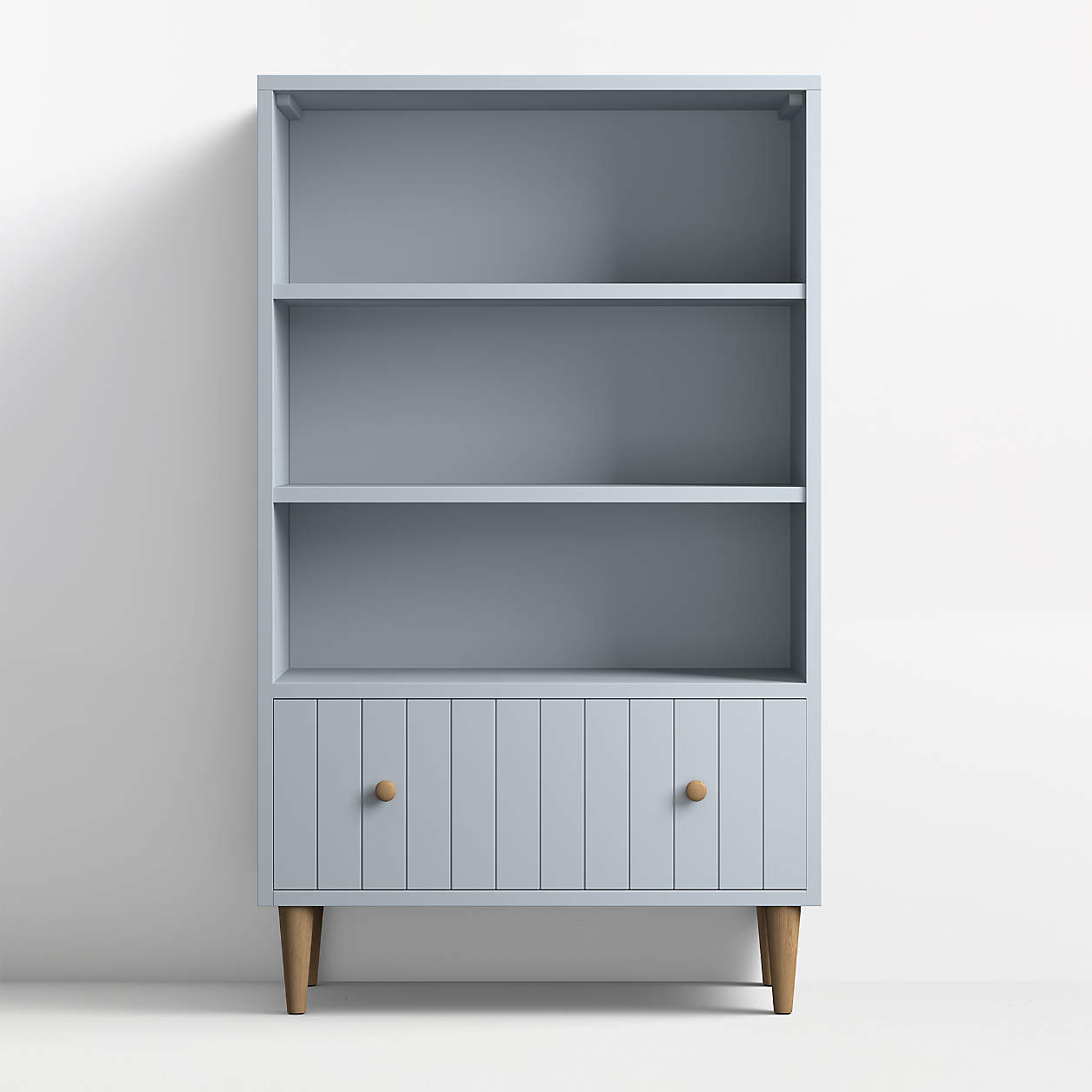 Finn 36" Sage Green Wood 3-Shelf Tall Kids Bookcase with Drawer + Reviews | Crate & Kids | Crate & Barrel