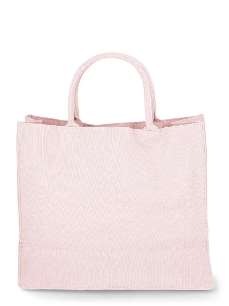 No Boundaries Burlap Tote Bag, Sunkissed Pink, Women’s | Walmart (US)