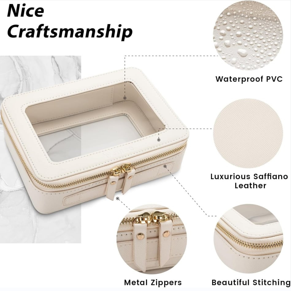 Transparent Chic Makeup Bag With Zipper And Handle, Portable Travel Toiletry Kit Set For Women An... | SHEIN