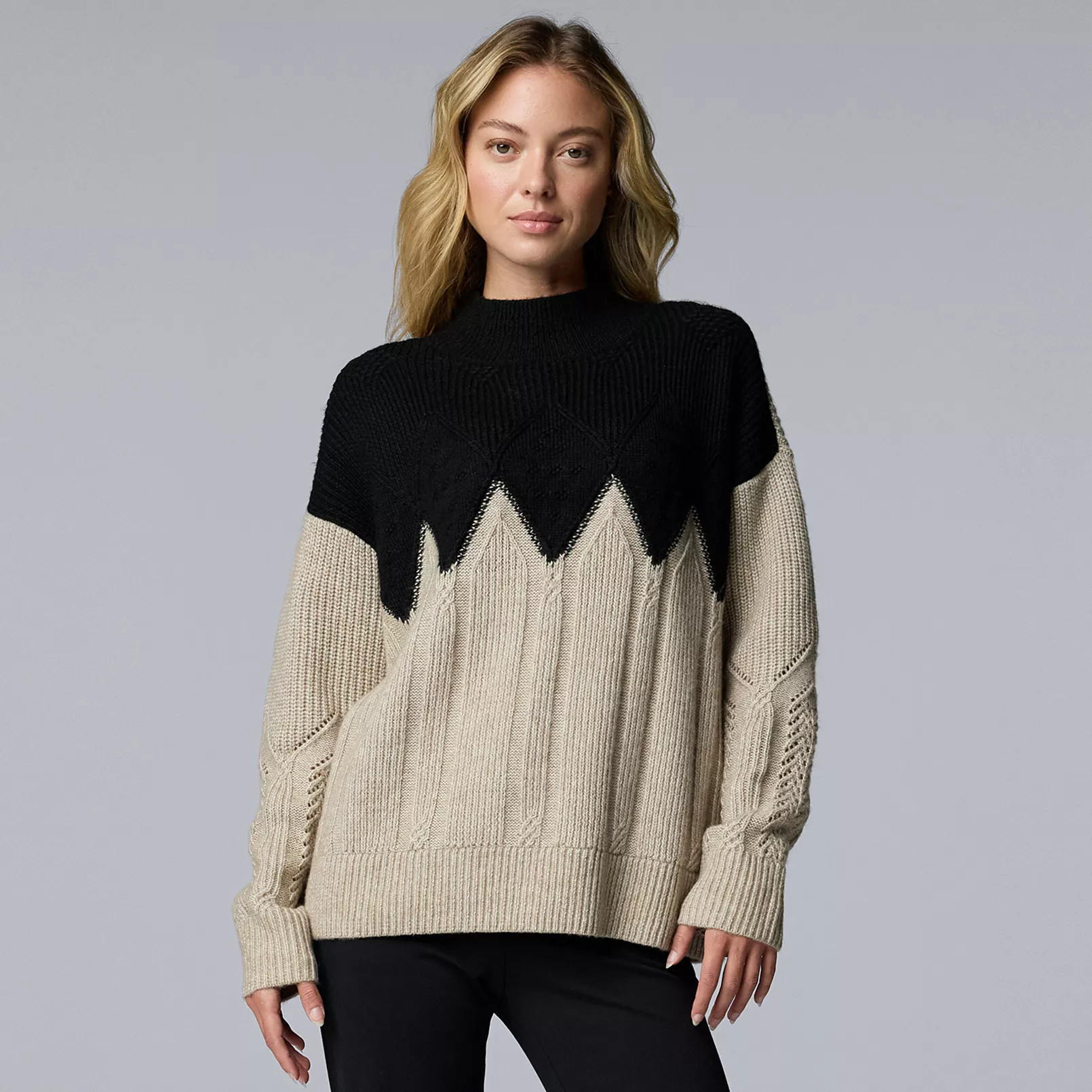 Women's Simply Vera Vera Wang Argyle Turtleneck Sweater | Kohl's