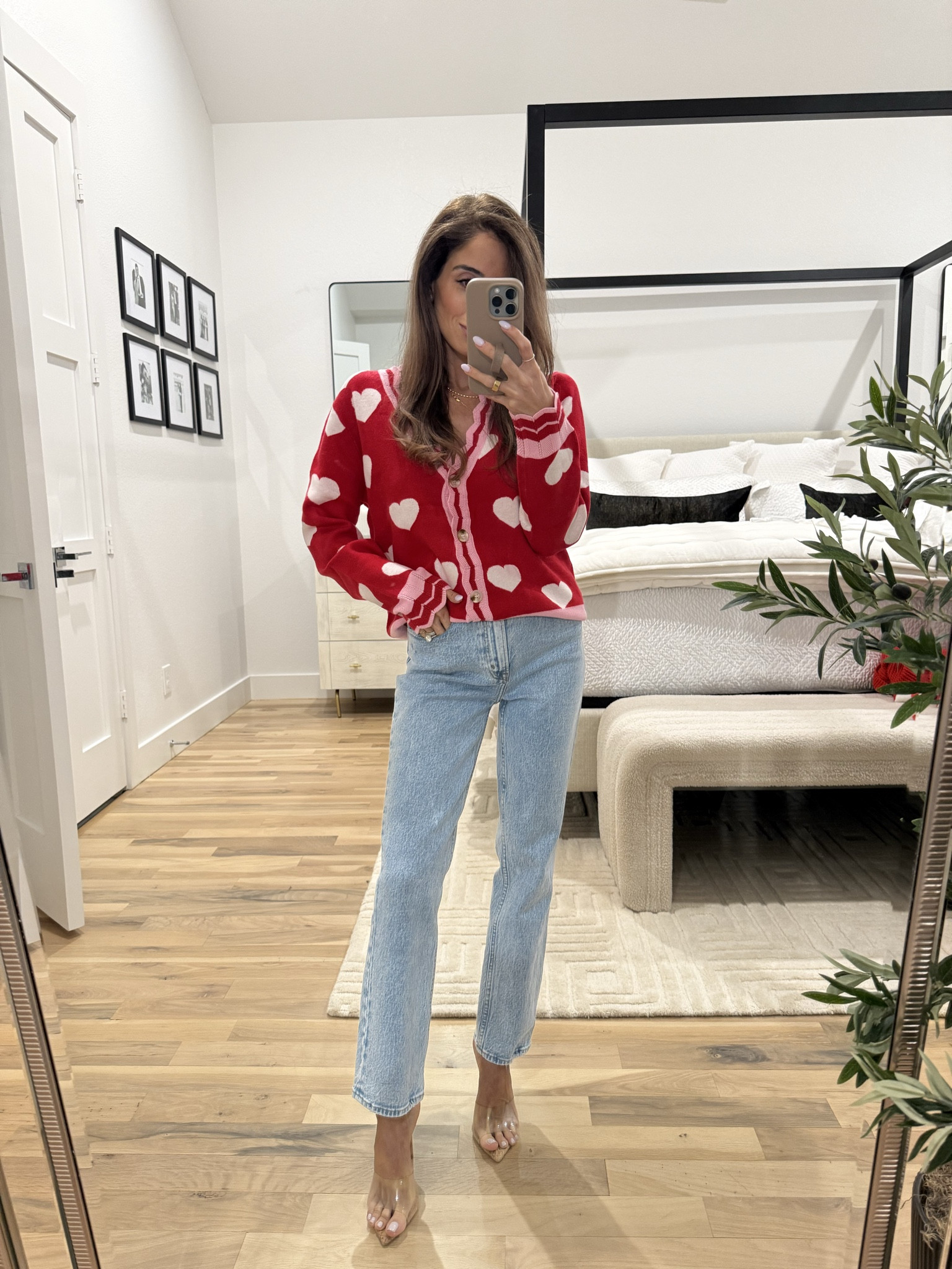 Valentines galentines outfit ideas heart sweater cardigan Amazon finds ankle jeans size 23xs or 23s 

#LTKValentine #LTKdayinmylife #LTKSaleAlert