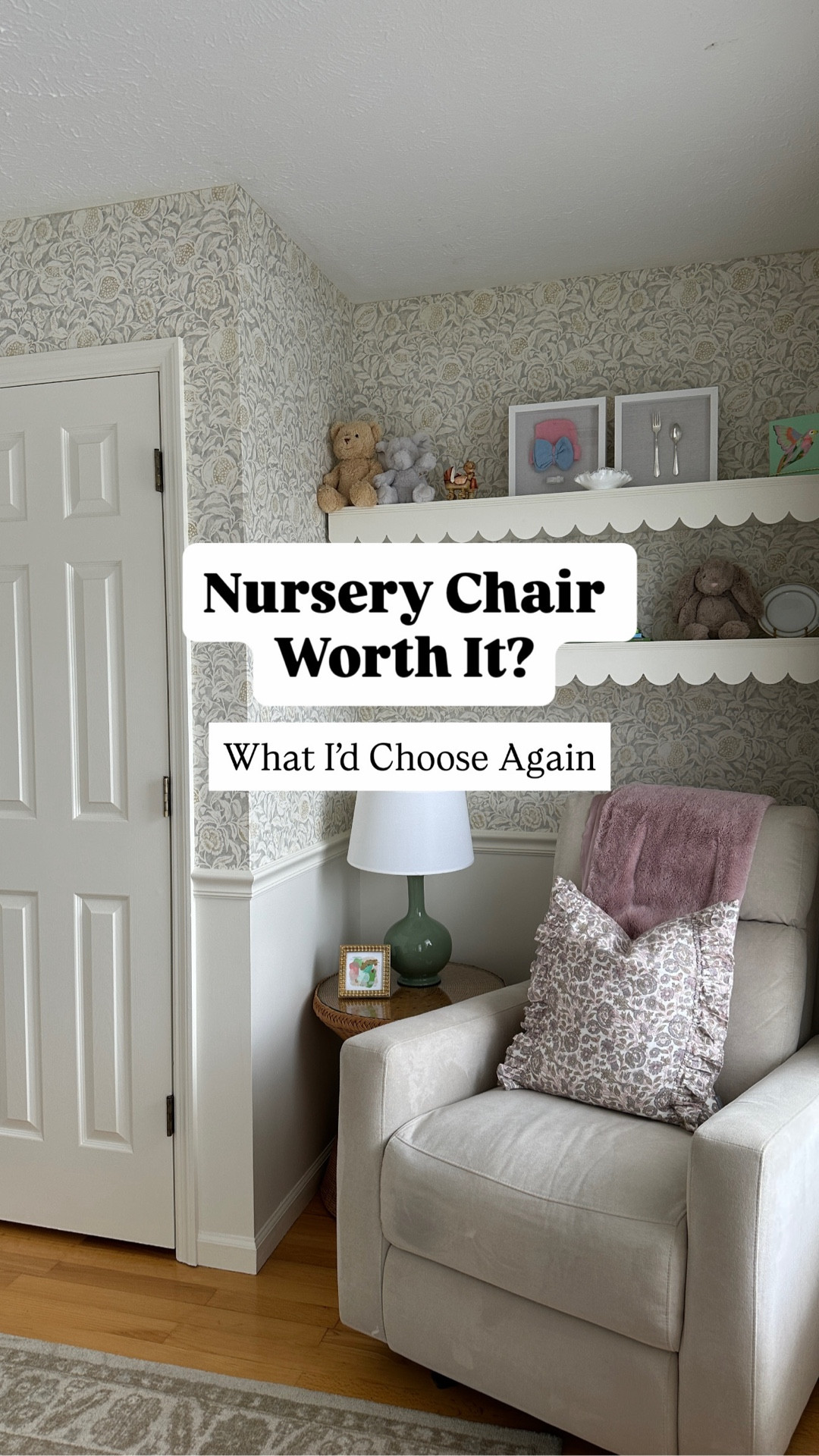 If you’re debating whether a nursery chair is worth it… this is the one piece I’d buy again without hesitation. Sharing the glider we use daily plus a few beautiful alternatives (and the pieces that make the corner actually functional).







nursery chair worth it, best nursery glider, nursery glider chair, comfortable nursery chair, glider for nursery small space, nursery rocking chair, affordable nursery glider, target nursery chair, amazon nursery glider, wayfair nursery chair, nursery side table ideas, nursery table lamp, scalloped nursery shelves, nursery area rug decor

#LTKBaby #LTKBump #LTKHome