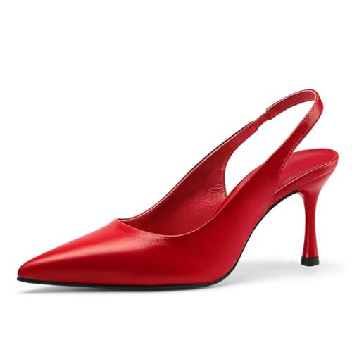 heelchic Women Kitten Heels Pumps Dress Shoes 6.5 Red | Amazon (US)
