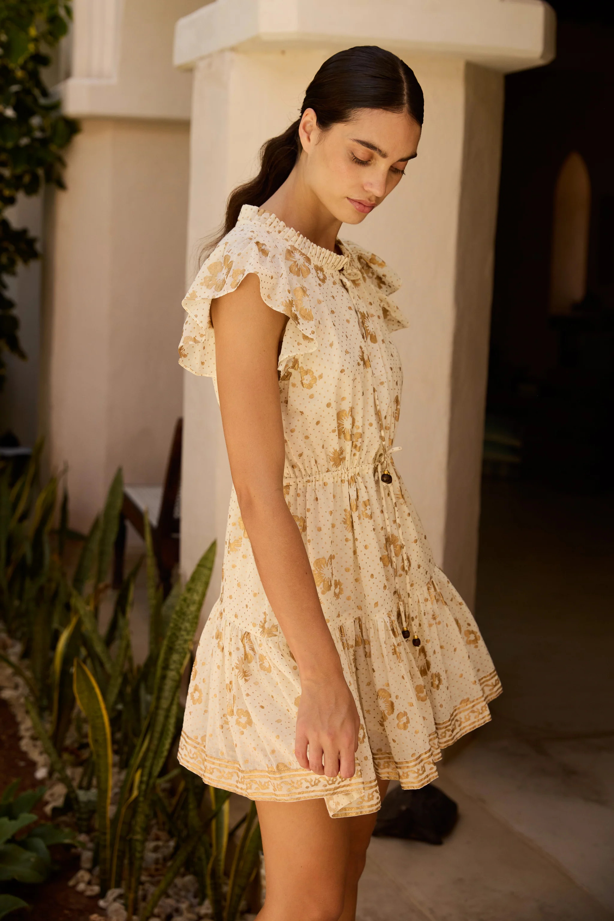 Cinched Flirty Short- Carlin Cream Gold | Oliphant Design