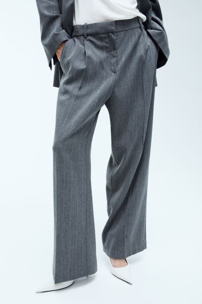 Wide trousers - Dark grey/Pinstriped - Ladies | H&M GB | H&M (UK, MY, IN, SG, PH, TW, HK)