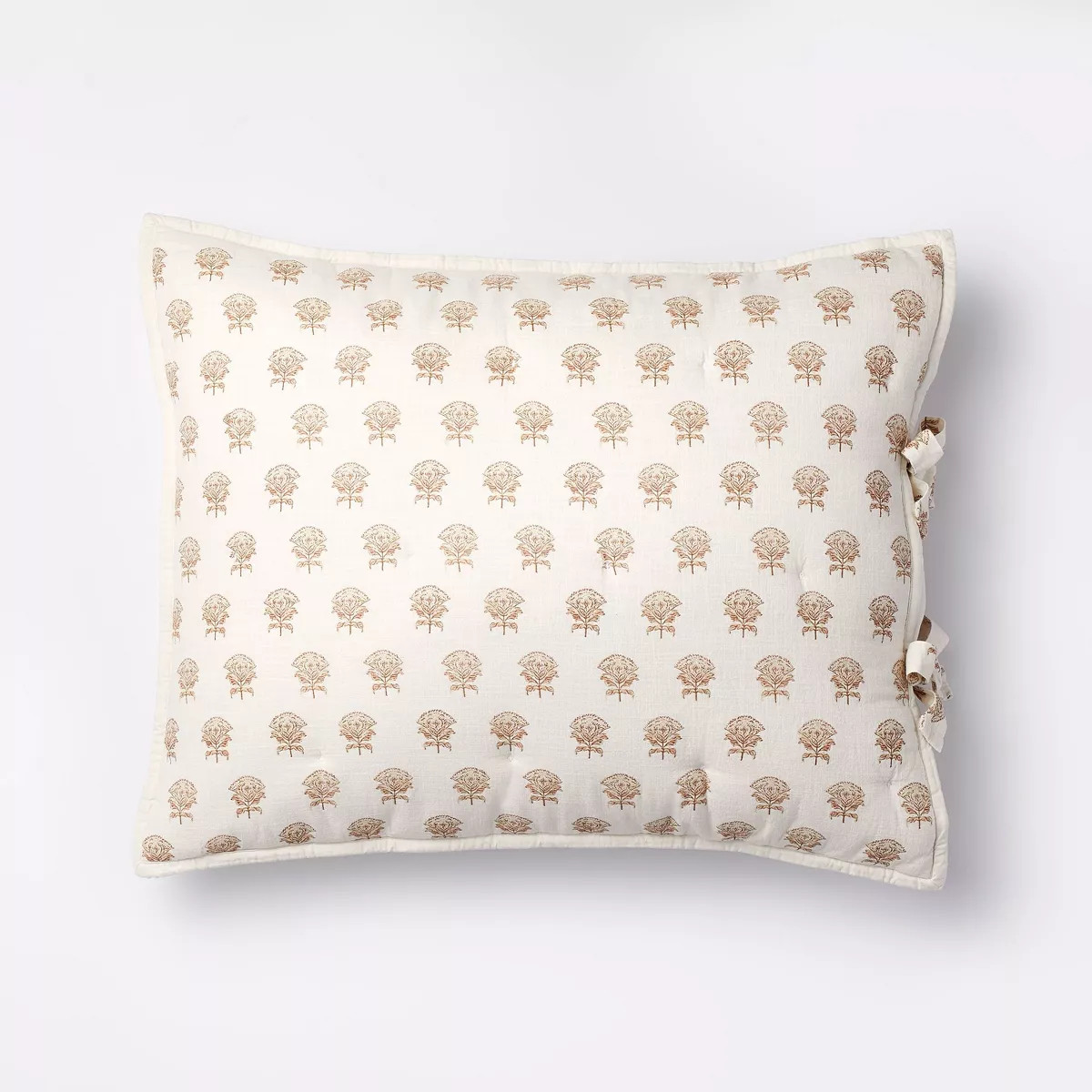 Standard Lofty Cotton Slub Woodblock Print Floral Quilt Sham White/Mauve – Threshold™ designe... | Target